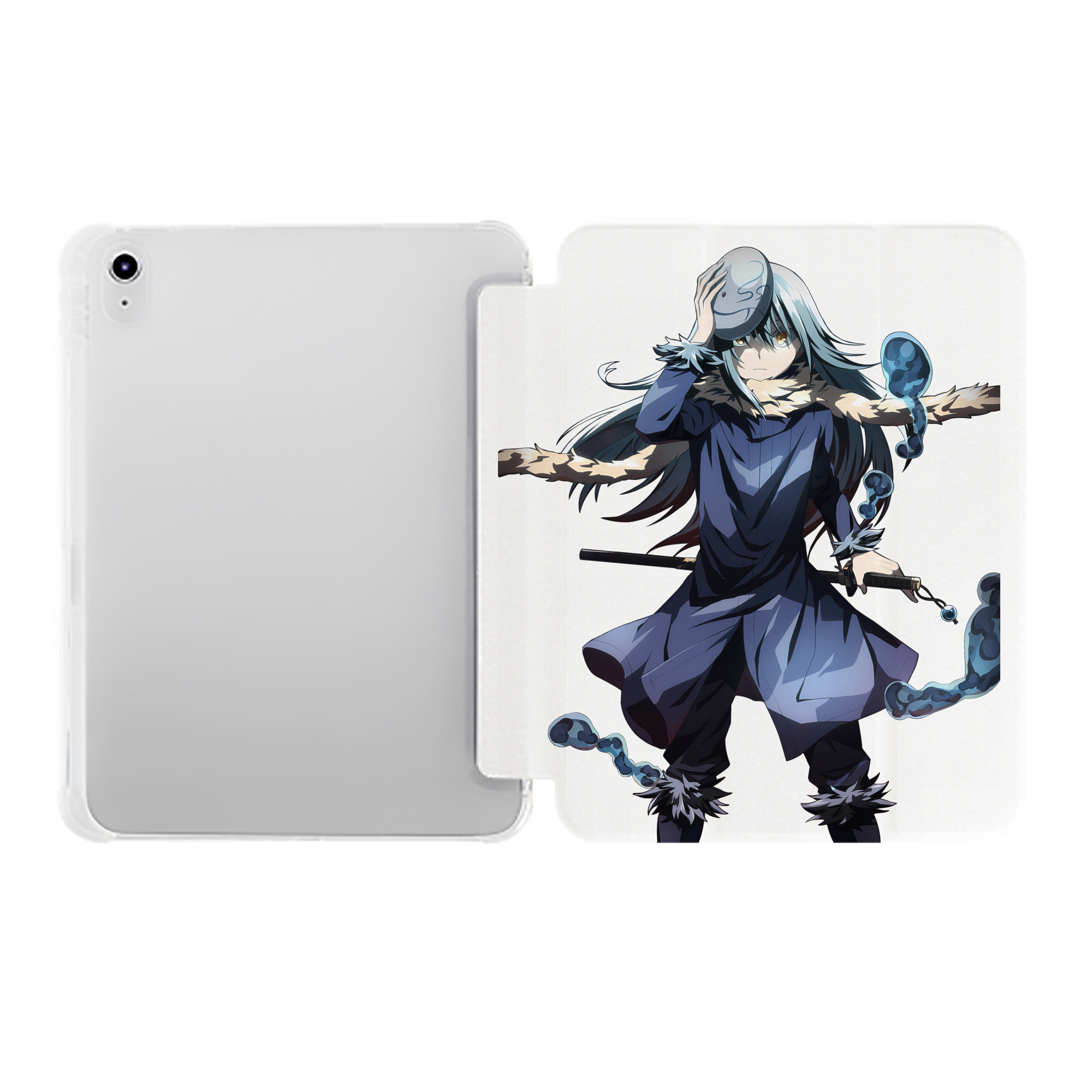 （画像用） 転スラ Regarding Reincarnated to Slime IPad ケース ペン収納付き 三つ折りスタンド PUレザー×シリコン 対応機種9.5/10.5/10.9インチ